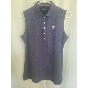 Peter Millar Women's Blue/Pink Sleeveless Golf Tank Top Polo Size Small UPF 50+